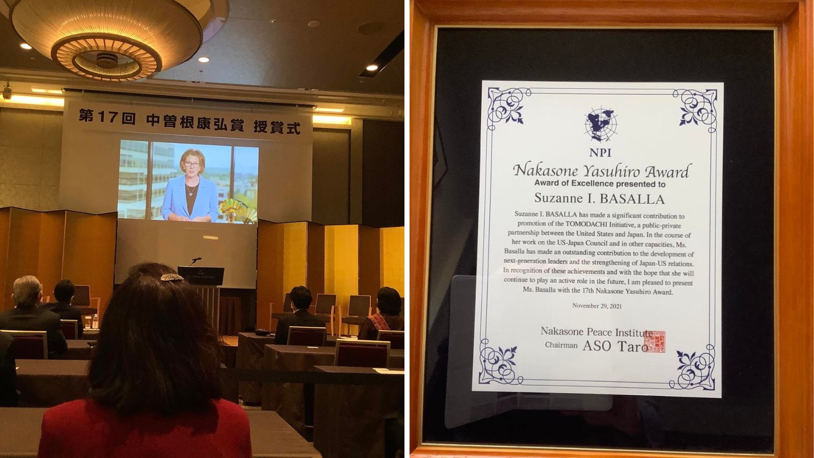 Usjc President And Ceo Suzanne Basalla Awarded The Nakasone Award Of Excellence U S Japan Council